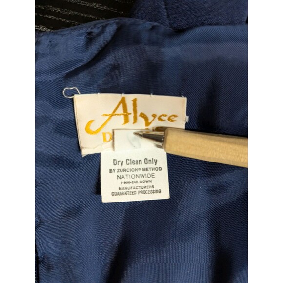 Vintage Alyce Designs Sequin Blue Prom‎ Cocktail Dress Gold Beading Size 4 - Picture 11 of 12